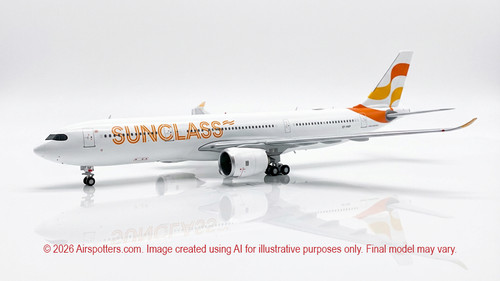 Aviation 400 Sunclass Airlines Airbus A330-941 OY-VKP, scale 1/400, with detachable landing gear.