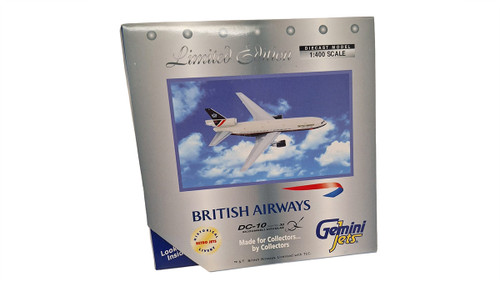 Rare British Airways DC-10-30 G-BEBM Gemini Jets GJBAW293 in 1:400 scale. Pre-loved but like new, appears never displayed, boxed and collector quality.