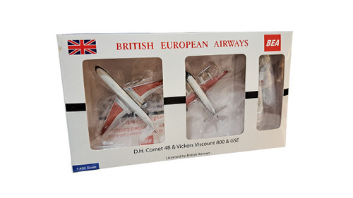 Aeroclassics 1:400 BEA DH Comet 4B and Vickers Viscount 800 twin pack with ground crew set, limited edition 0342 of 360 (Model Aircraft)