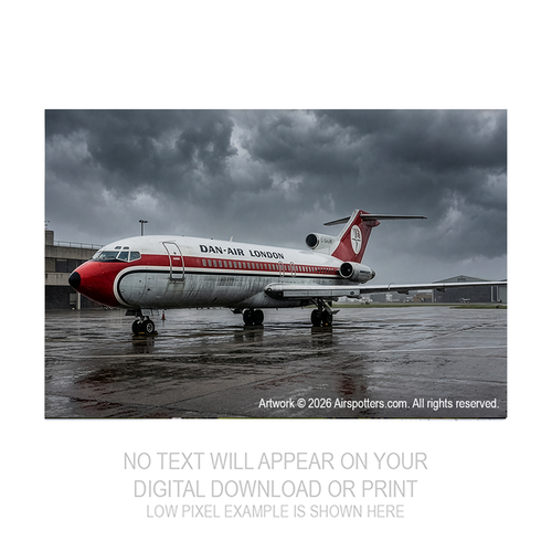 Grey Skies for Dan-Air London Boeing 727 | 1970s British Airliner Digital Download
