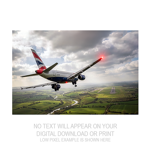 Aviation Artwork: British Airways Airbus A319 G-EUOC on Final Approach