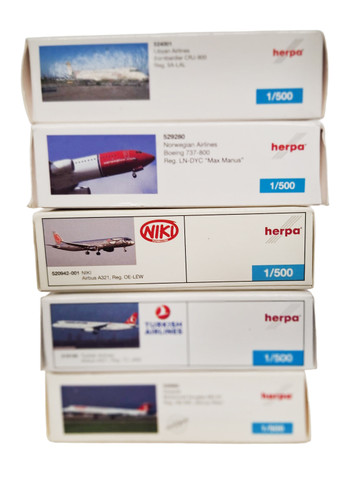 Herpa 500 Mixed Airline Model Aircraft Batch 2 – 1/500 Scale (5 Models)