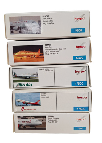 Herpa 500 Mixed Airline Model Aircraft Batch 6 – 1/500 Scale (5 Models)