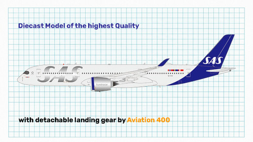 Aviation400 1/400 SAS Scandinavian Airlines Airbus A350-941 SE-RSF Hjalmar Viking SkyTeam logo model AV4370 with detachable landing gear