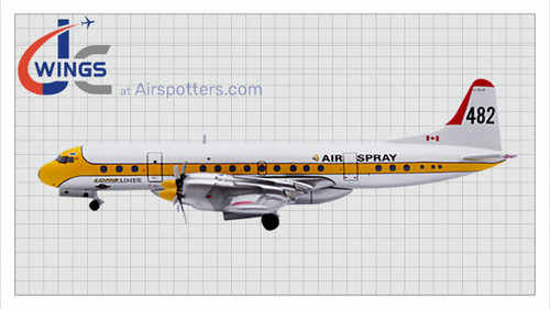 JC Wings Air Spray Lockheed L-188C Electra tanker 482 C-FJLO in 1/400 scale. An unusual die-cast aerial firefighting aircraft model.