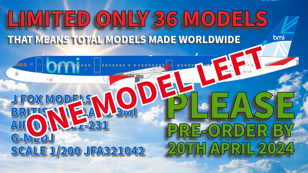 J Fox Models British Midland BMI Airbus A321-231 G-MEDJ Scale 1/200 JF-A321-042