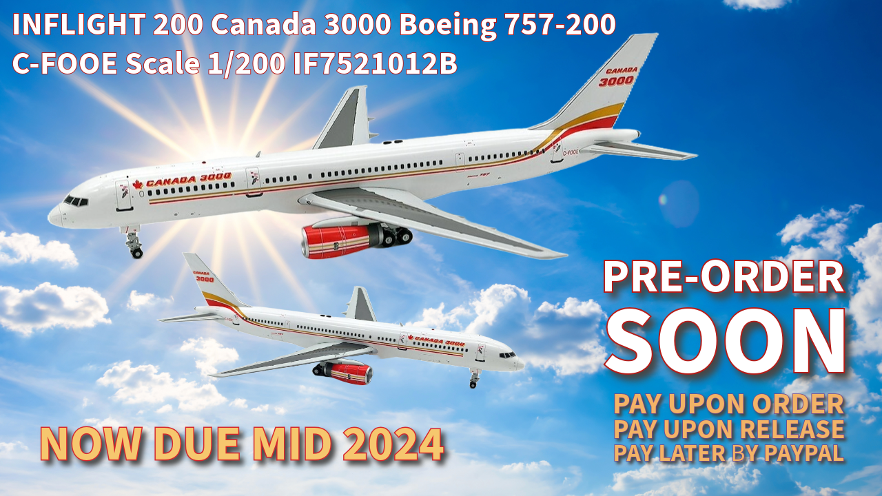 Inflight 200 Canada 3000 Boeing 757-200 C-FOOE Scale 1/200 IF7521012B