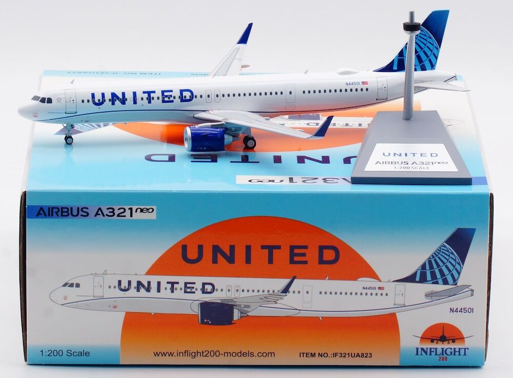 Inflight 200 United Airlines Airbus A321neo N44501 with stand Scale 1/200 IF321UA0823