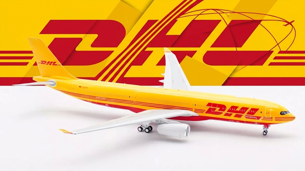 InFlight-200-DHL-Airbus-A330-343P2F-D-AJFK-1-200-IF333DH0824, DHL-European-Air-Transport-model-aircraft, DHL-A330-diecast-model, Airbus-A330-343P2F-model, D-AJFK-model-aircraft, 1-200-DHL-cargo-model, InFlight-200-cargo-aircraft