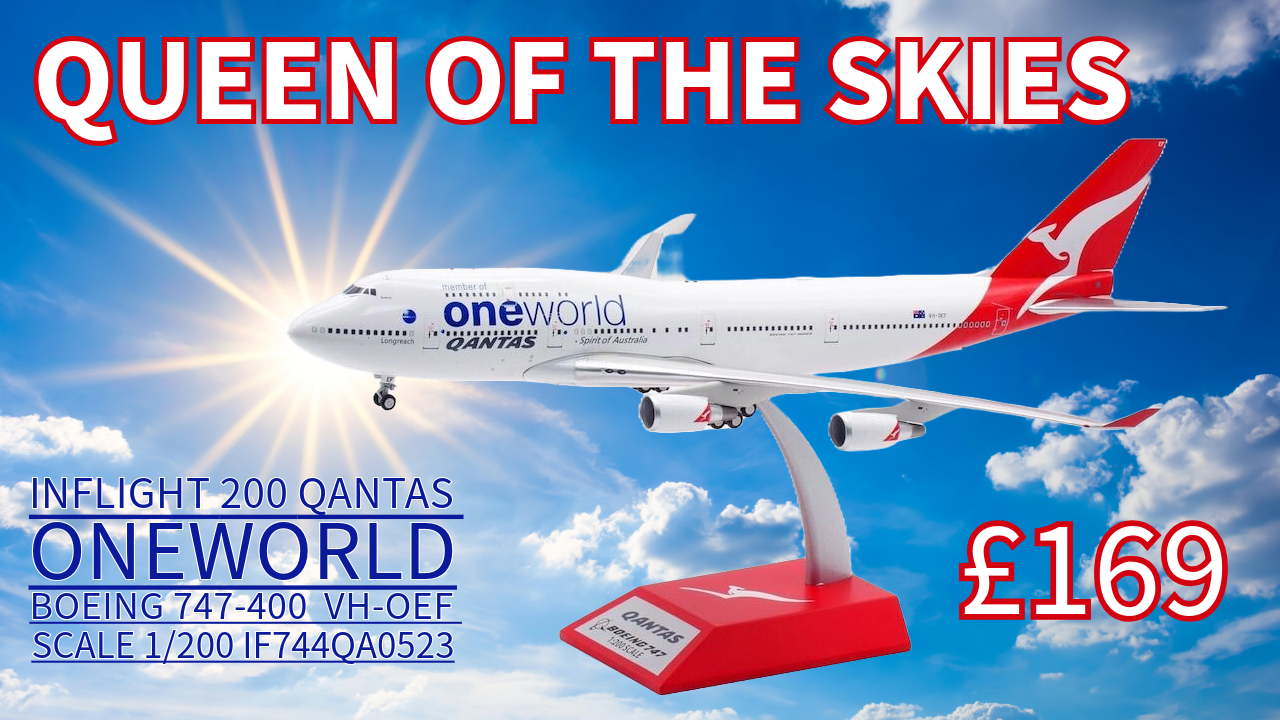 Inflight 200 Qantas Oneworld Boeing 747-400 VH-OEF Scale 1/200 IF744QA0523