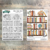Bible Books Shelf  - 9 Piece 6x8 Stamp Set with Bonus Sticker - Bible Book Shelf Stamp