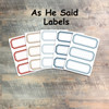 As He Said- 5 Sheets of Label Stickers from BTW4G- Inspired by this kit!