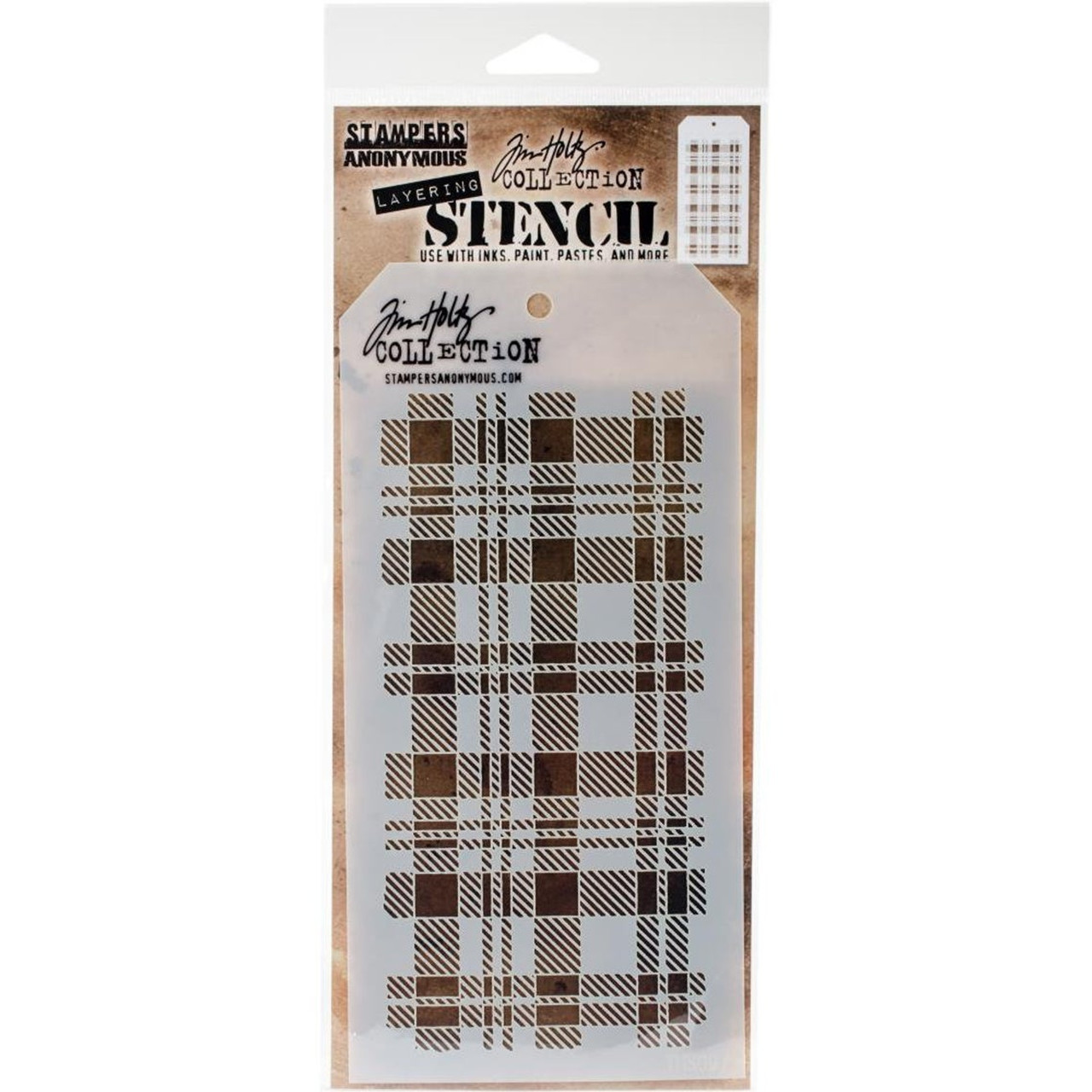 Plaid Layering Stencil - Stampers Anonymous - Tim Holtz- Great for backgrounds!