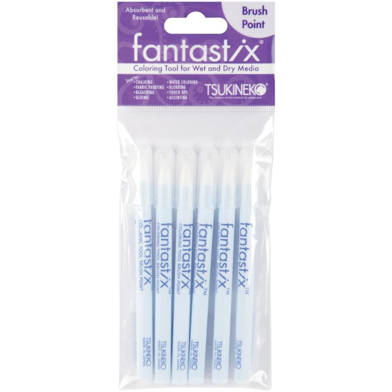 Fantastix Brush Tip Coloring Tool For Wet & Dry Media 6/Pkg - Tsukineko - Great for Bible Journaling!