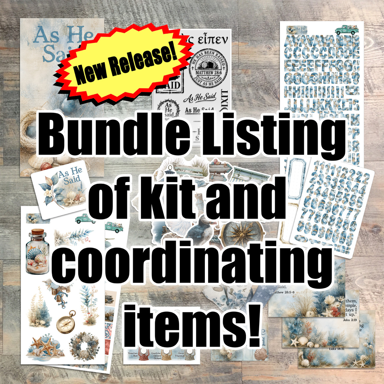 Bundle Listing for "As He Said" Kit and Coordinating Items