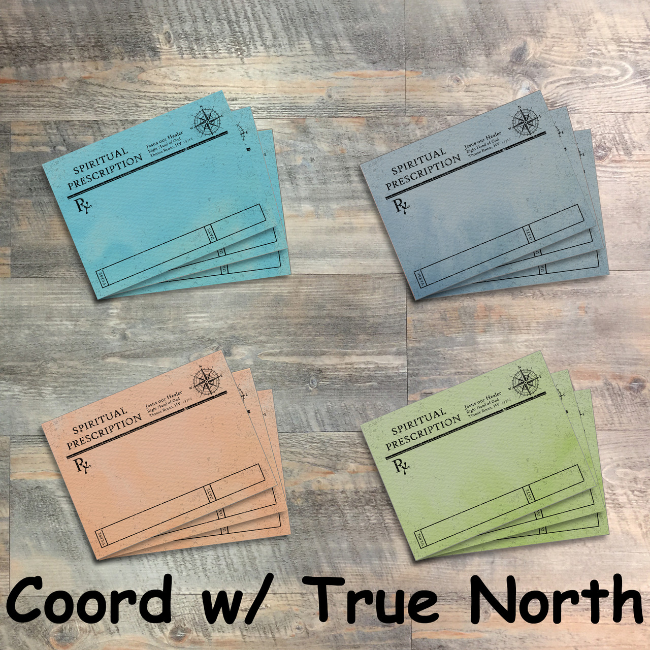 True North Spiritual Prescription Journaling Cards - 12 3x4 Cards in Colors to Match Kit
