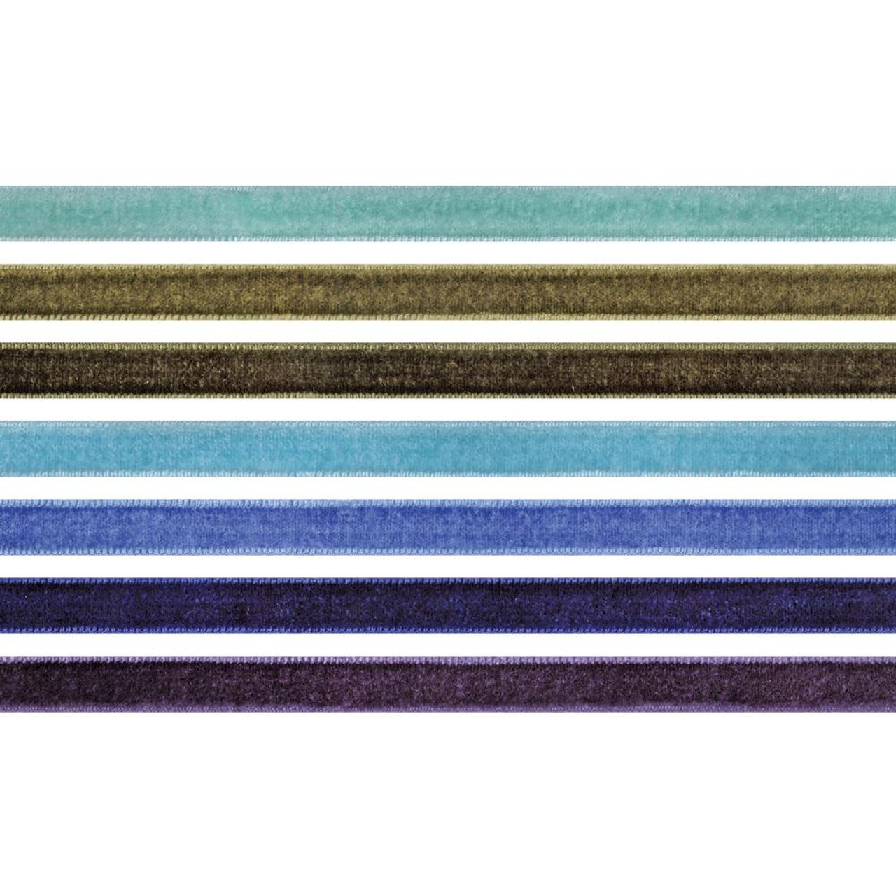 Idea-Ology Velvet Trims - Cool Colors - 7/Pkg - by Tim Holtz