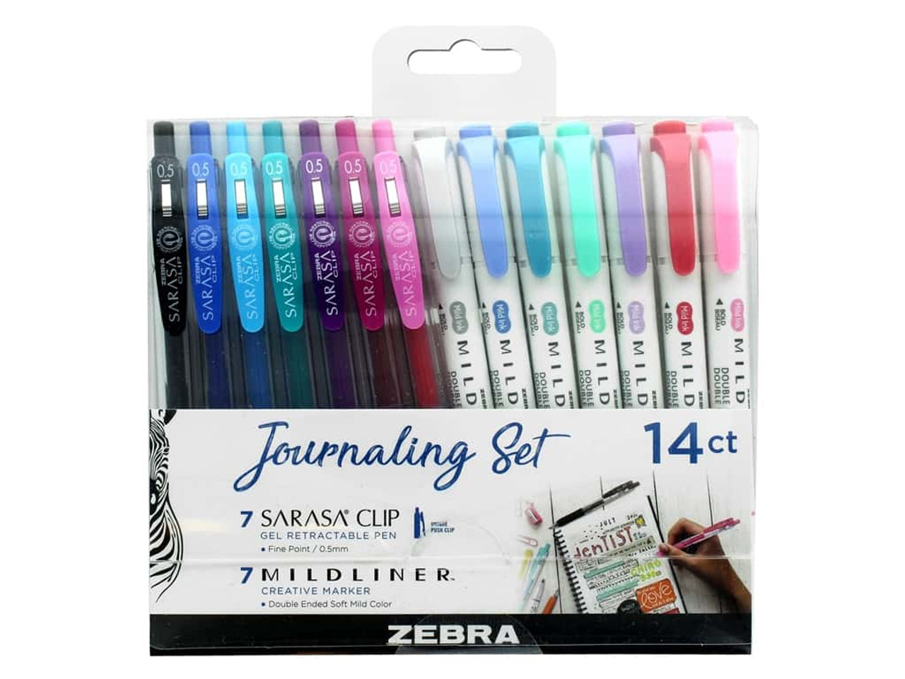 Mildliner Zebra Journaling Pen Set 14 pc Sarasa Clip