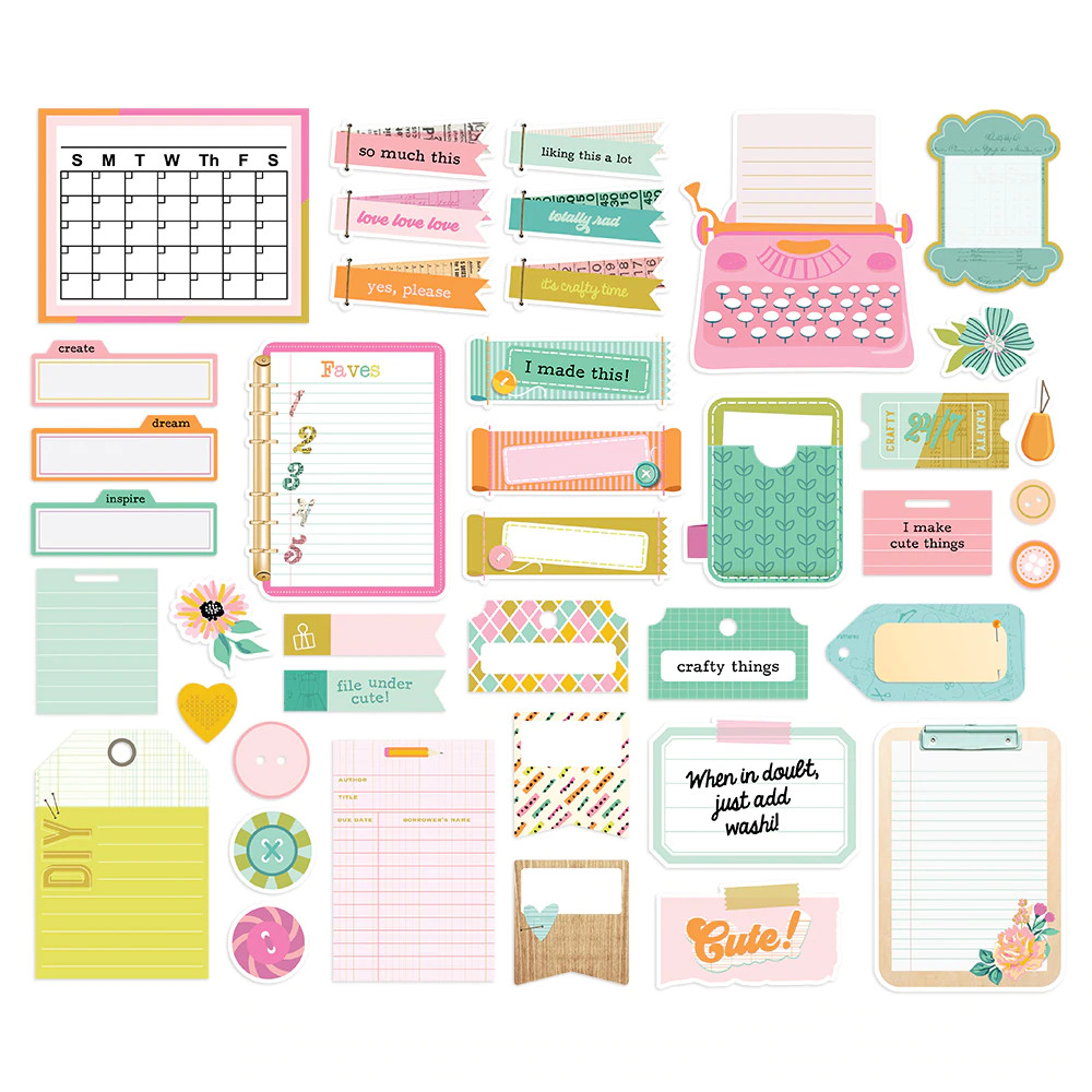 Let's Get Crafty Collection - Ephemera - Journal Bits - 41 Pieces - Simple Stories