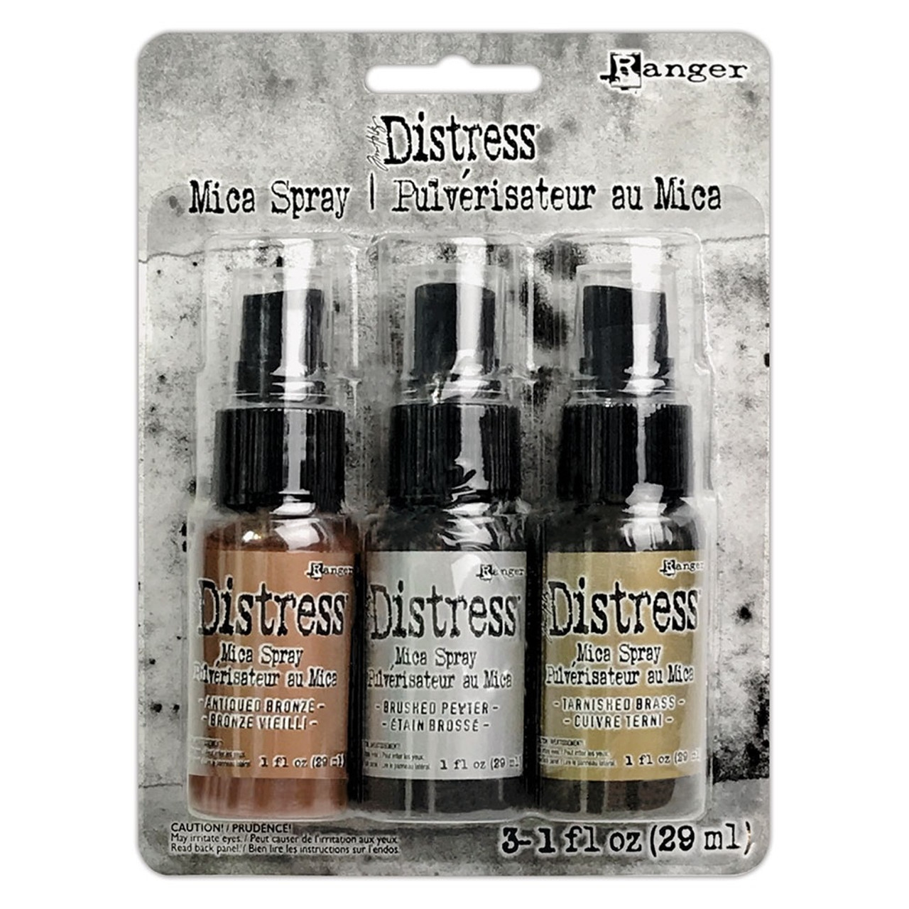 Tim Holtz Distress 1 oz. Mica Sprays (Includes Tarnished Brass Brushed Pewter & Antiqued Bronze)