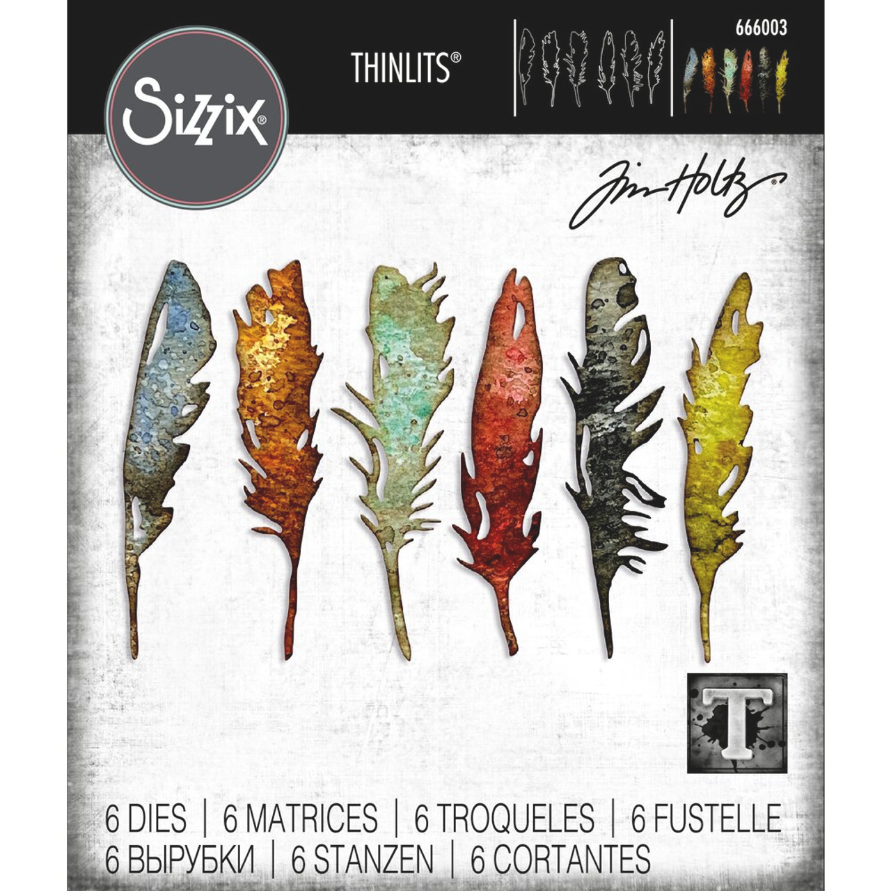 Sizzix Thinlits Dies - Feathery - 6/Pkg - by Tim Holtz