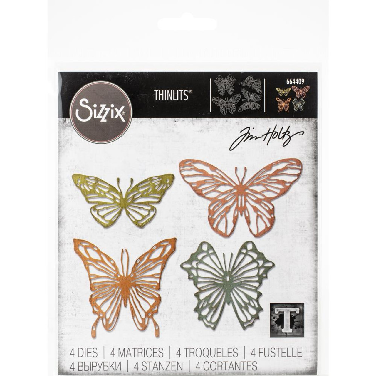 Sizzix Thinlits Dies - Scribbley Butterflies - 4/Pkg - by Tim Holtz