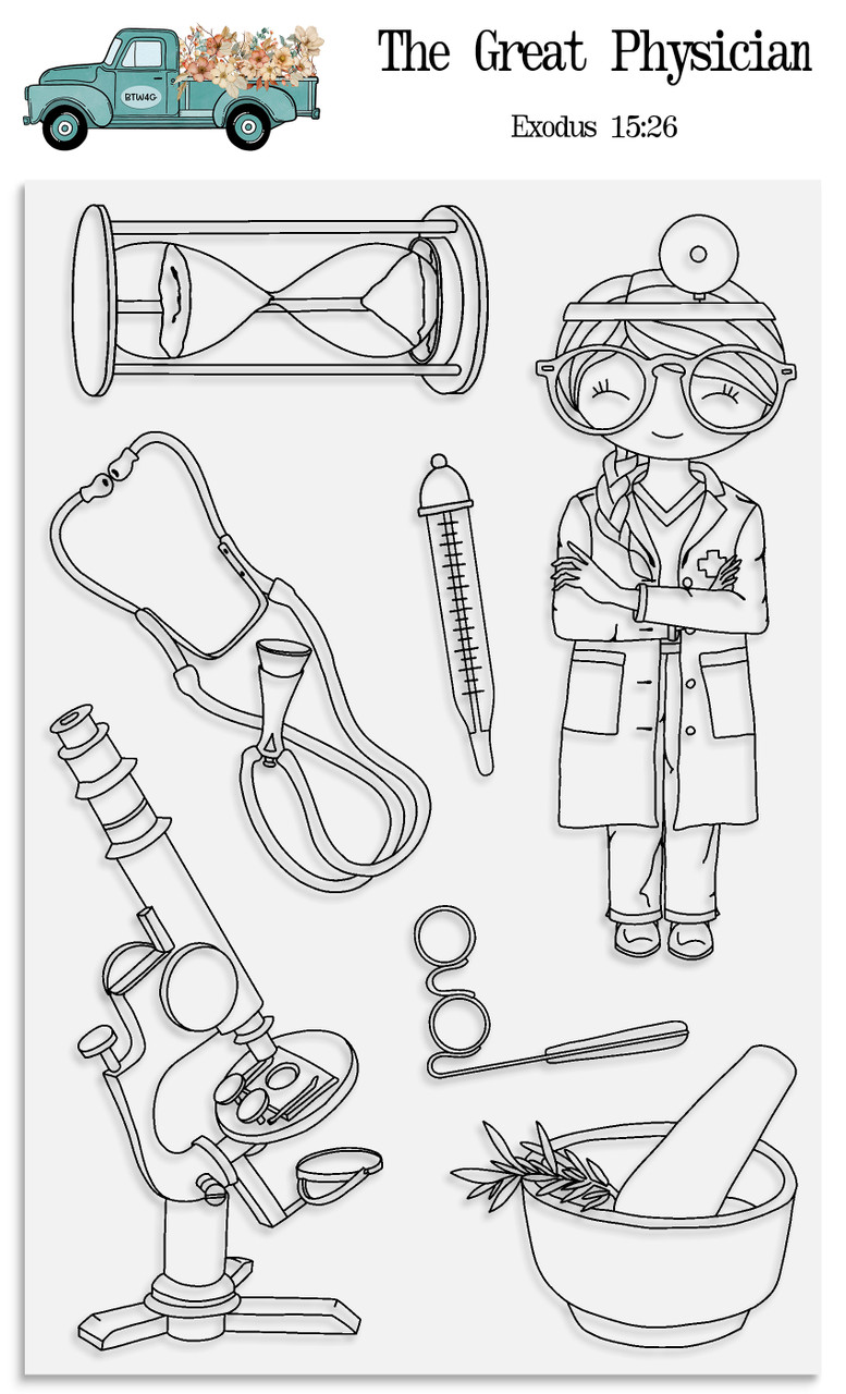 The Great Physician  - 7 Piece Stamp Set - 4x6 Stamp Set