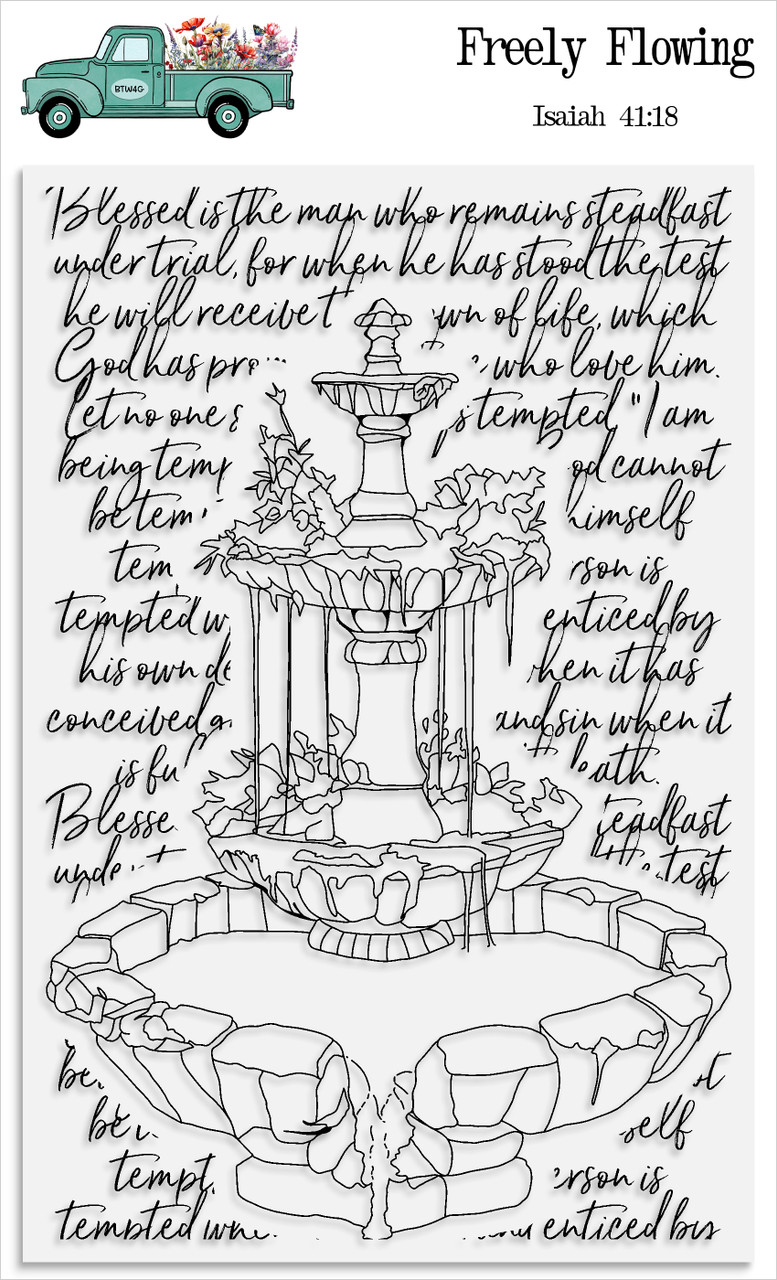 Freely Flowing  - 1 Piece Texture Stamp - 4x6 Stamp Set