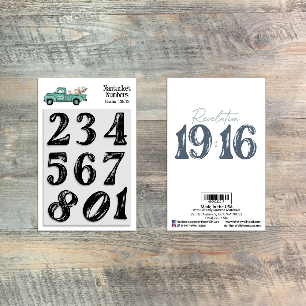 Nantucket Numbers - 9 Piece 3x4 Stamp Set - ByTheWell4God