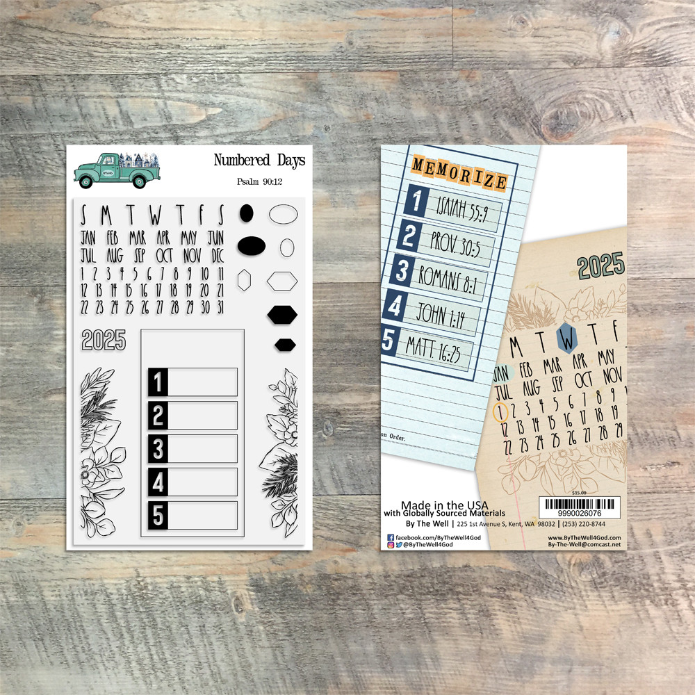 Numbered Days - 13 Piece Stamp Set - 4x6 Stamp Set
