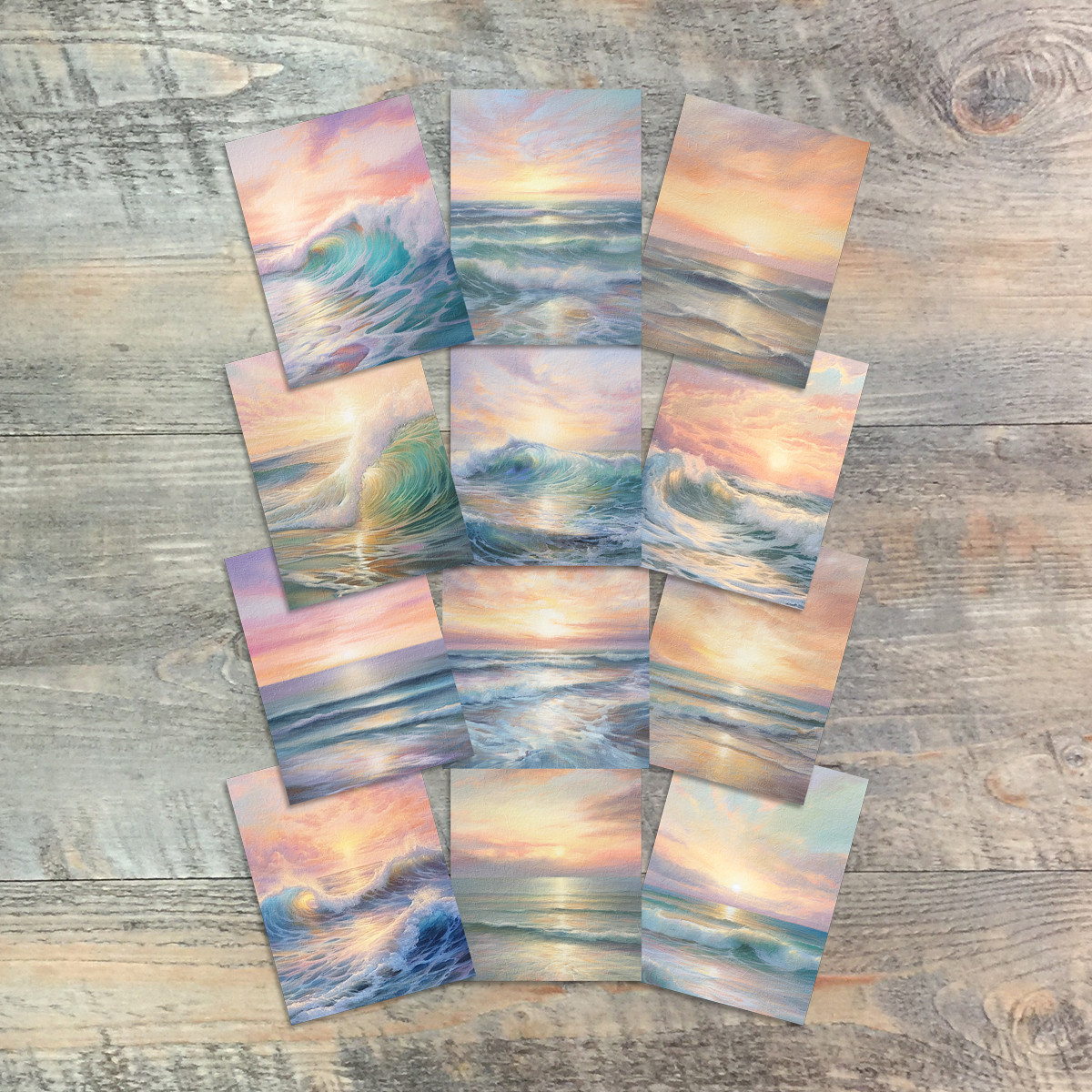 Ocean Sunrises Journaling Cards - Unchanging Majesty - 12 Unique-3x4 Journaling Cards