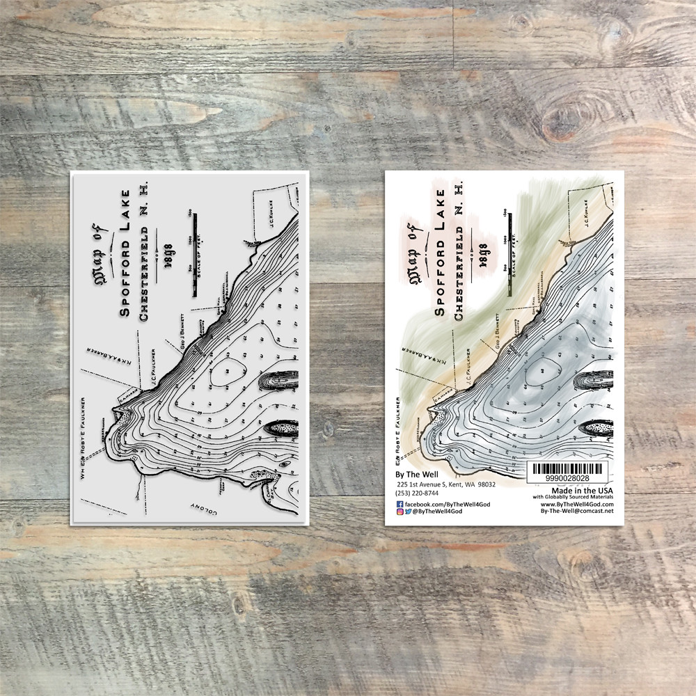 Spofford Lake "Bathymetry" Stamp - 1 Piece 4x6 Stamp Set