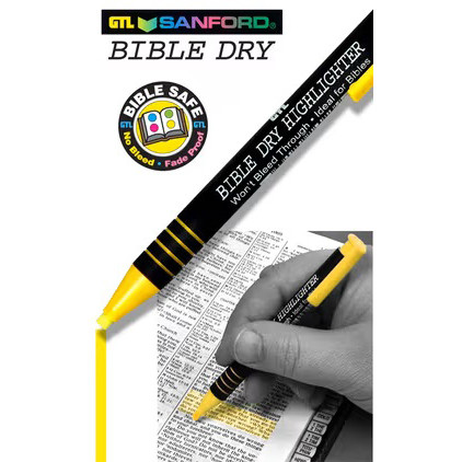 Bible Dry Highlighter - Yellow, Pink, Blue, or Green