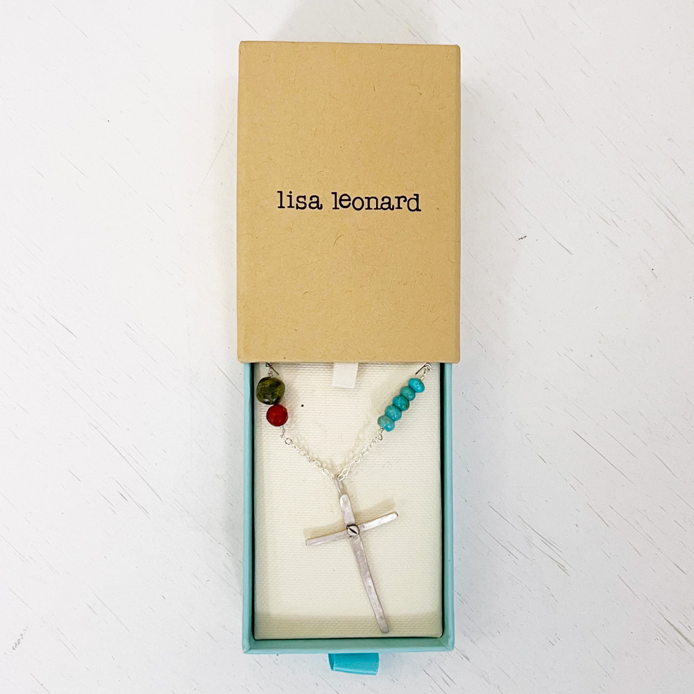 Large Cross Necklace with Stones {Sterling Silver}