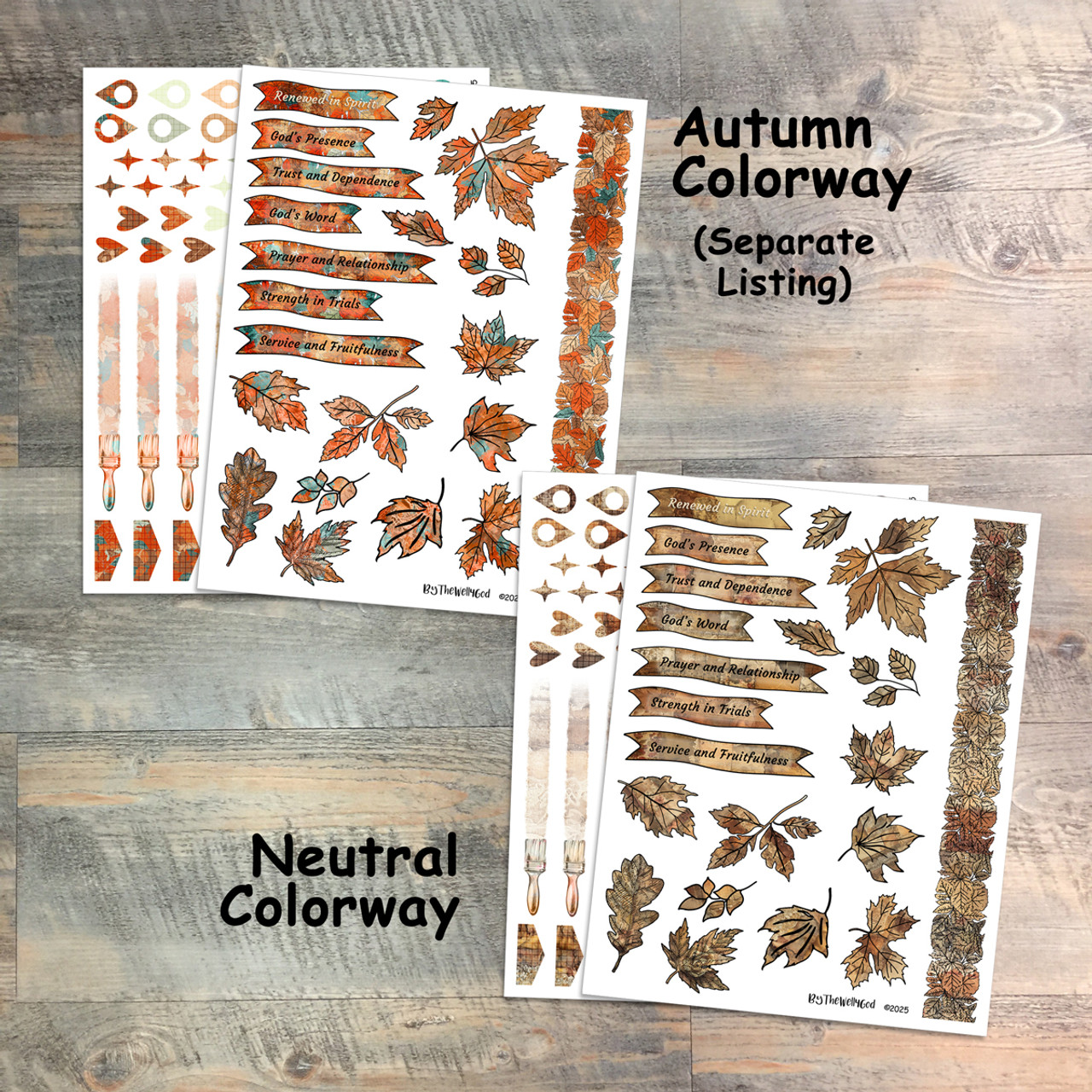 Neutral Colorway Digital Collection for "Renewed in Spirit" Scripture Writing, October 2025