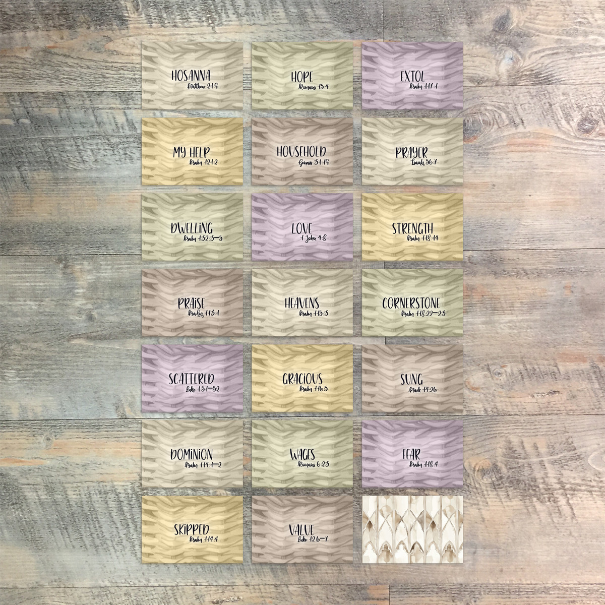  Set 1 Mini Flash Cards for GIve Praise To The Lord - 20 2x3 Flash Cards  to Match Kit