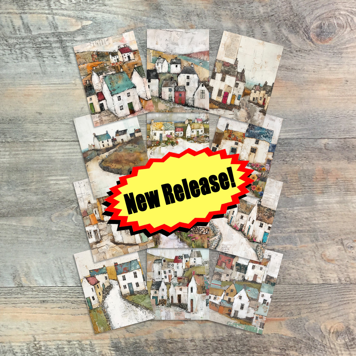 Coastal Village Journaling Cards - The Way Back Home - 12 Unique-3x4 Journaling Cards