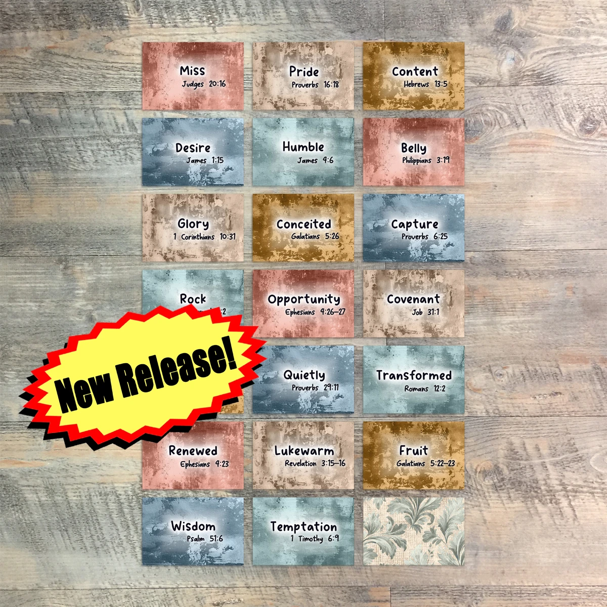 Set 1 Mini Flash Cards forThe Seven Deadly Sins - 20 2x3 Flash Cards  to Match Kit