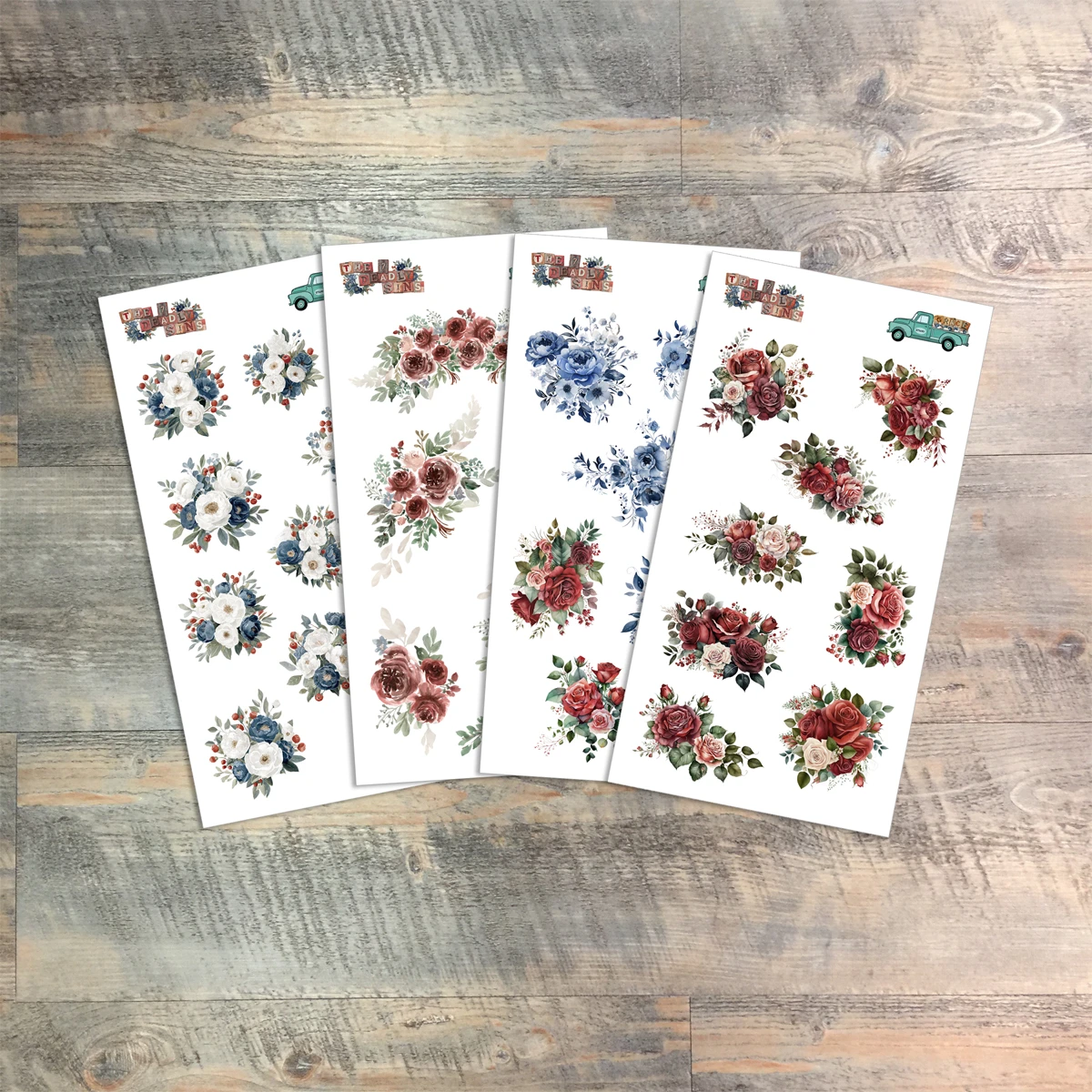Seven Deadly Sins -Floral Stickers, 4 sheets