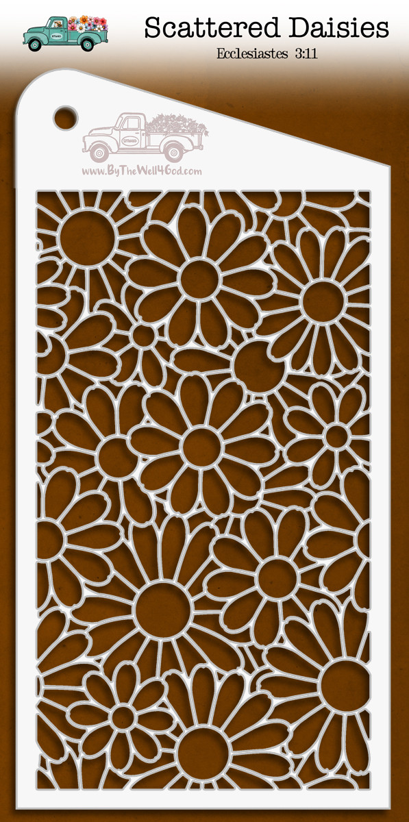 Scattered Daisies - Custom stencil to coordinate with To Walk In Obedience - ByTheWell4God