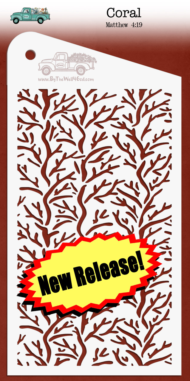 Coral Stencil - Custom stencil to coordinate with As He Said - ByTheWell4God