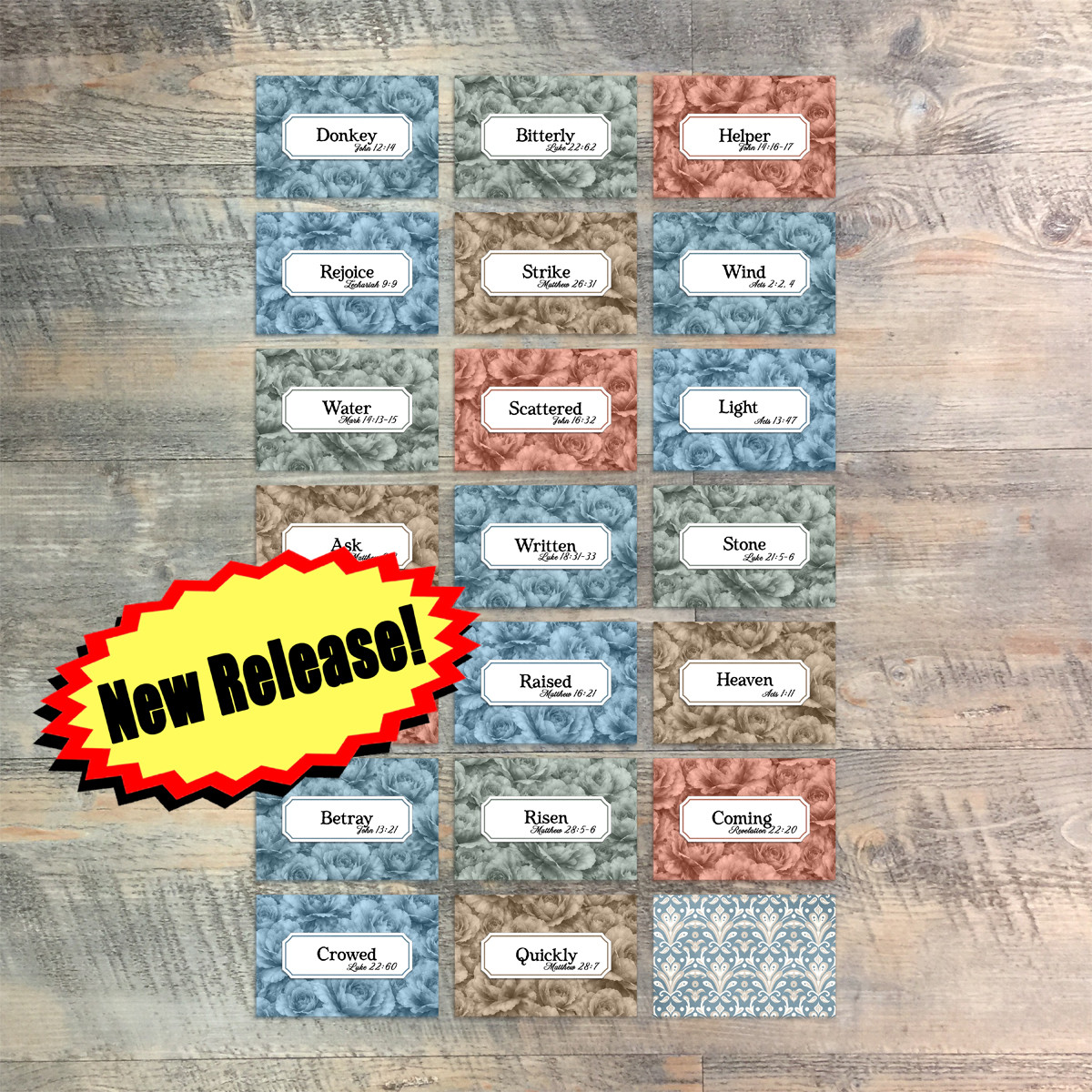 Set 1 Mini Flash Cards for As He Said - 20 2x3 Flash Cards  to Match Kit
