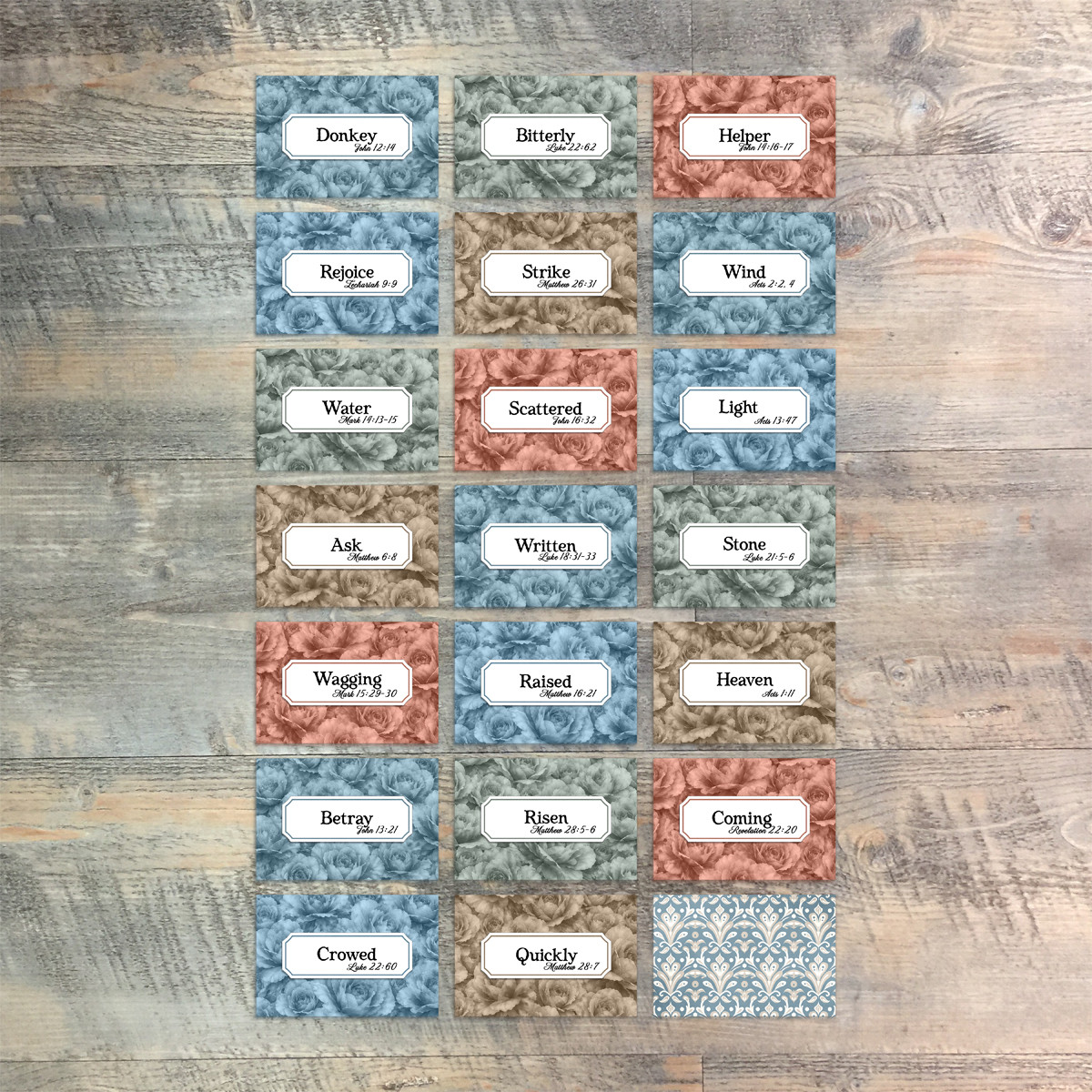 Set 1 Mini Flash Cards for As He Said - 20 2x3 Flash Cards  to Match Kit