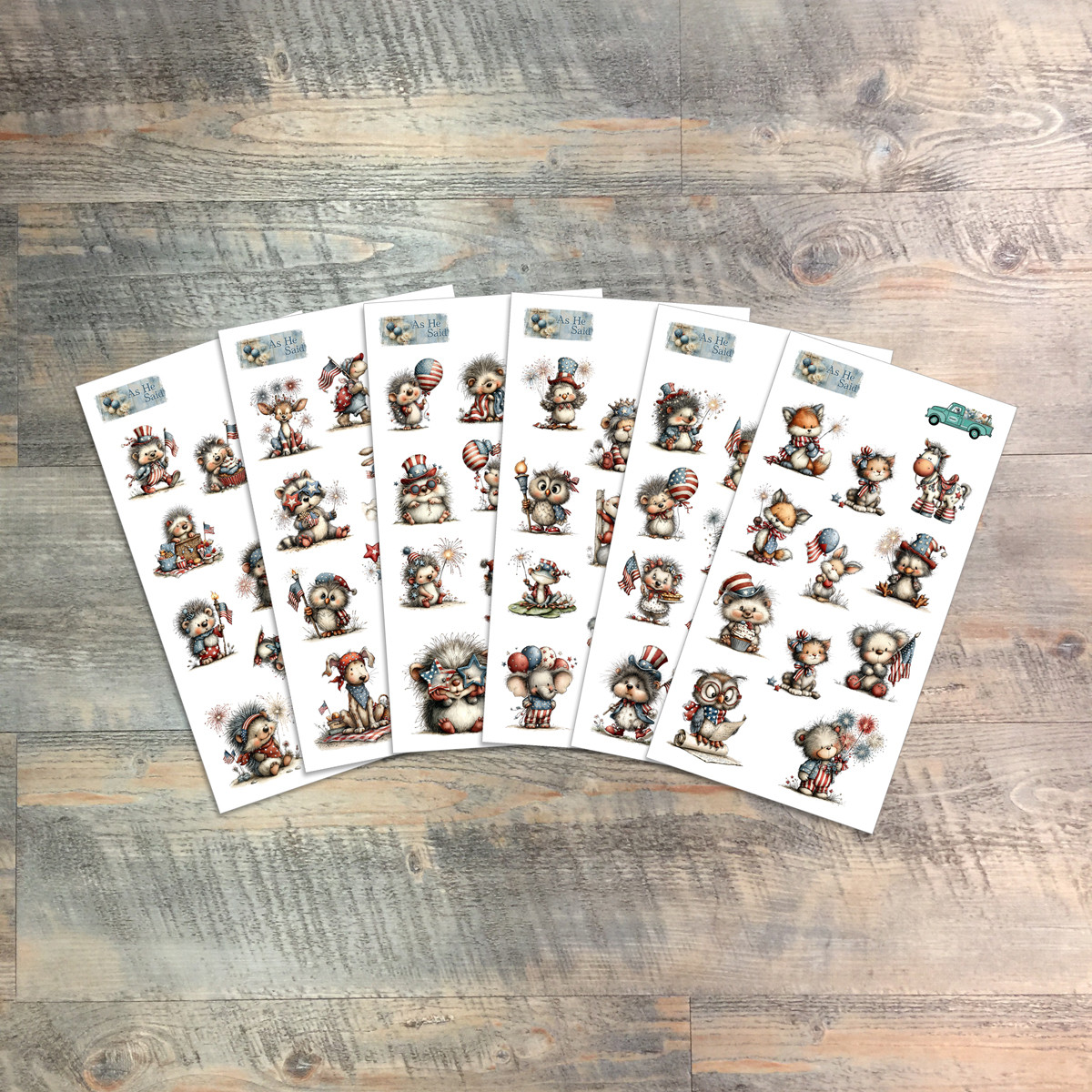 Extra Clear Whimsical Patriotic Sticker Pack released with As He Said