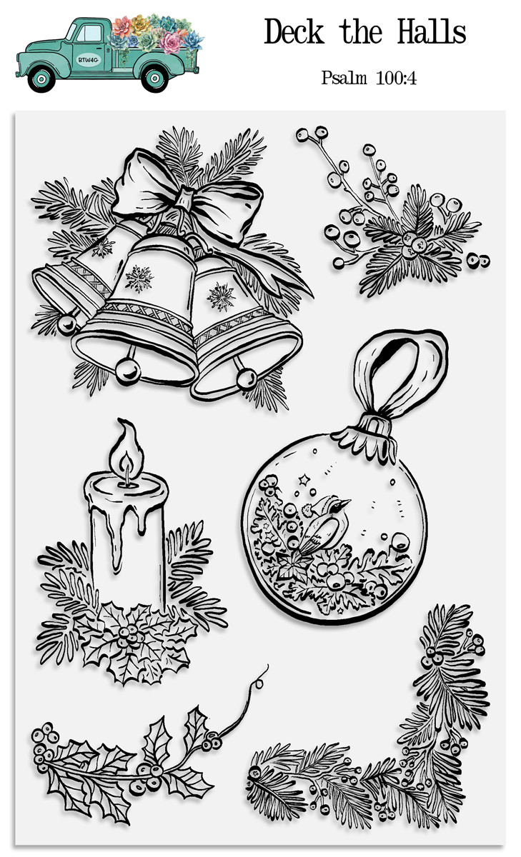 Deck The Halls - 6 Piece Stamp Set - 4x6 Stamp Set