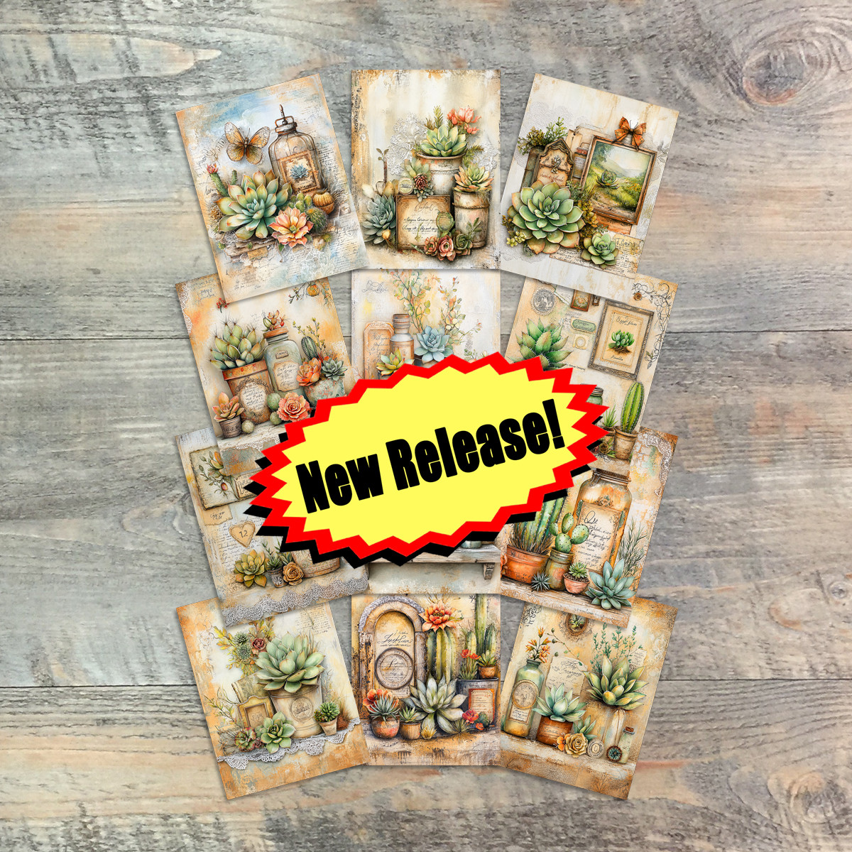 Rustic Succulents Journaling Cards - Knowing Jesus- 12 Unique-3x4 Journaling Cards