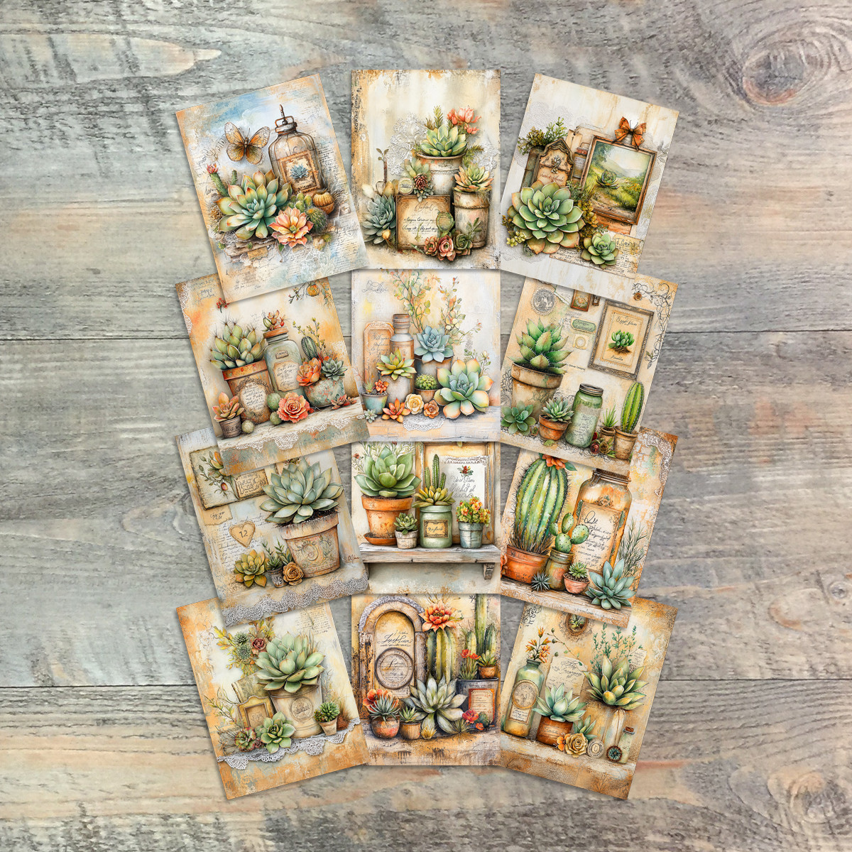 Rustic Succulents Journaling Cards - Knowing Jesus- 12 Unique-3x4 Journaling Cards