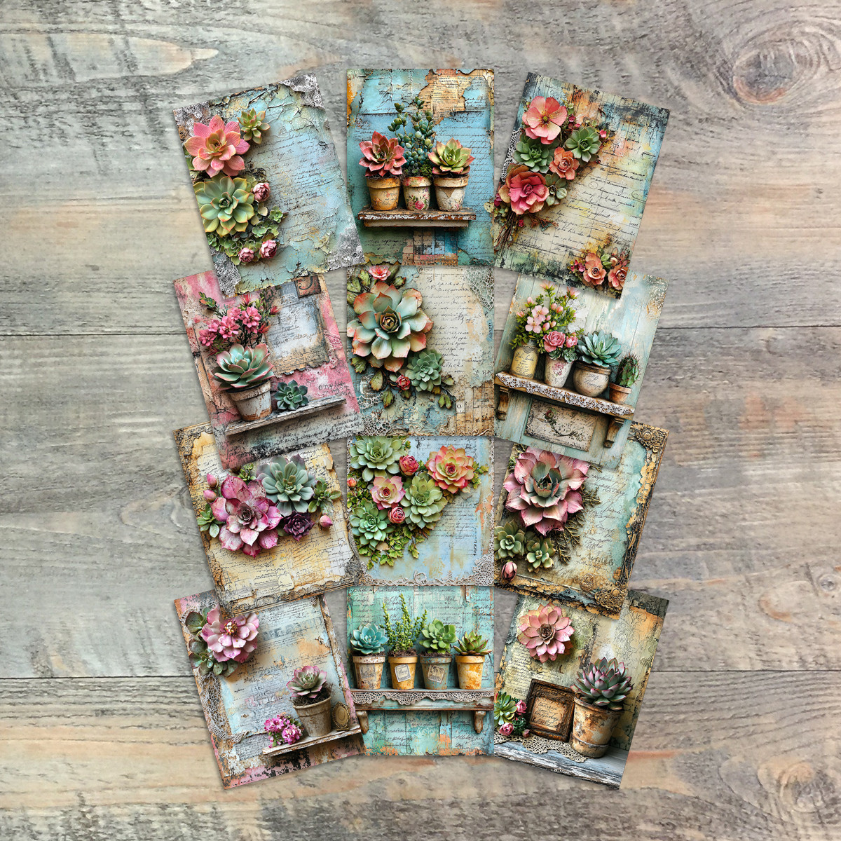 Bold Succulents Journaling Cards - Knowing Jesus- 12 Unique-3x4 Journaling Cards