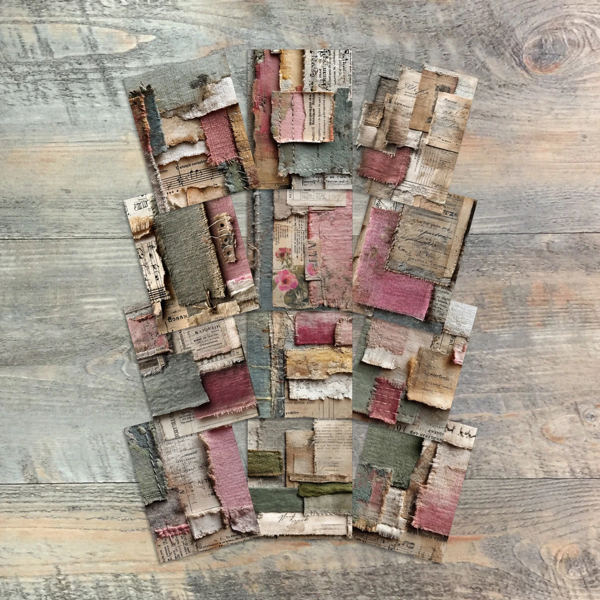 Raspberry & Sage Journaling Cards - Face To Face- 12 Unique-3x4 Journaling Cards