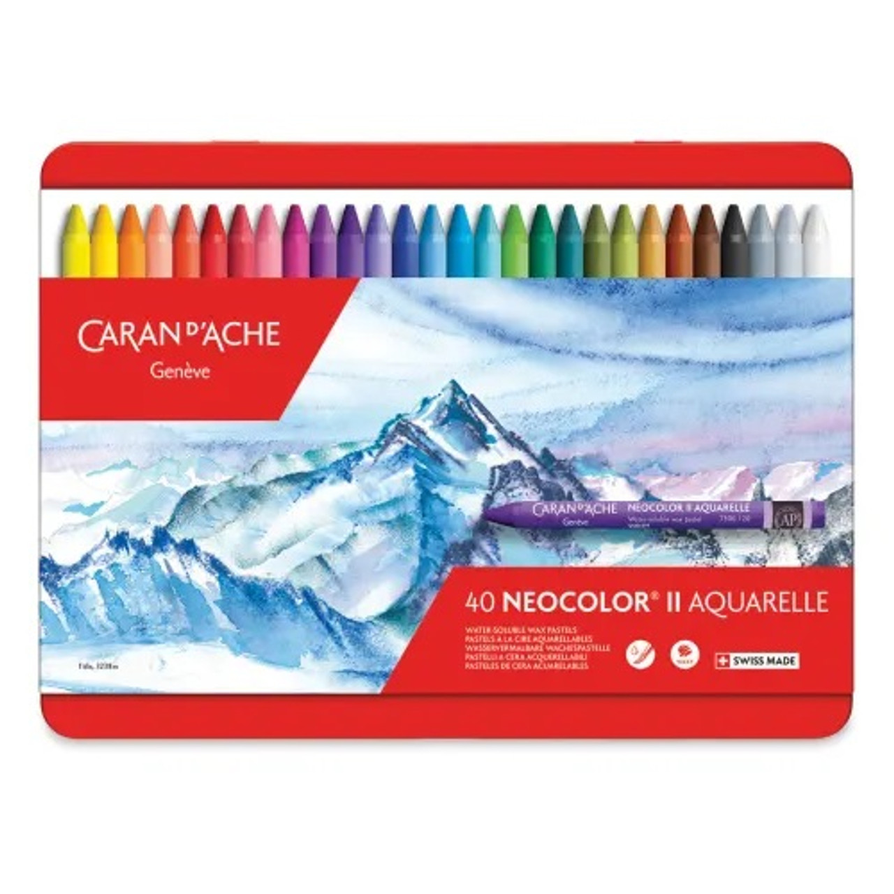 Neocolor II - Classic Neocolor II Water-Soluble Pastels, 40 Colors, by Caran d'Ache